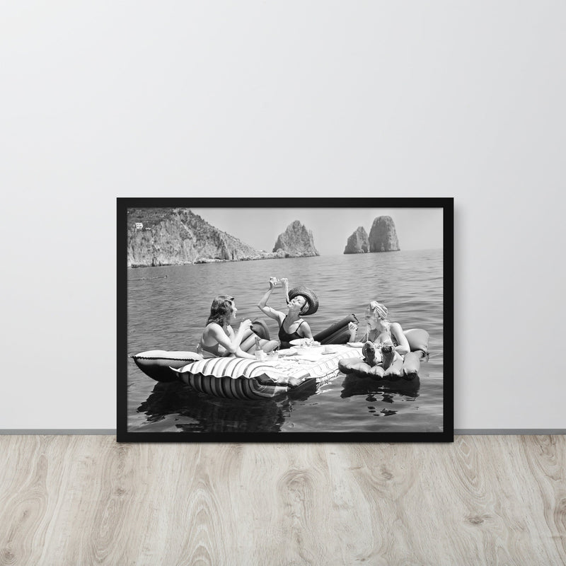 Italian Ladies Eating Pasta Framed Art Print - Landscape