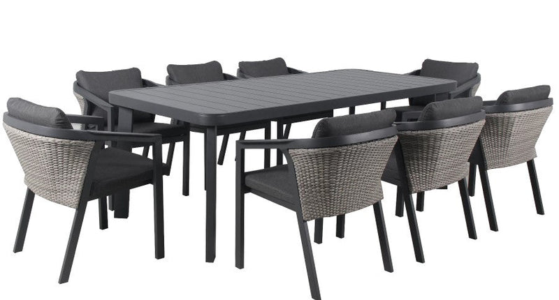 MAUI Outdoor Dining Table 2295 x 990mm - Gunmetal Aluminium