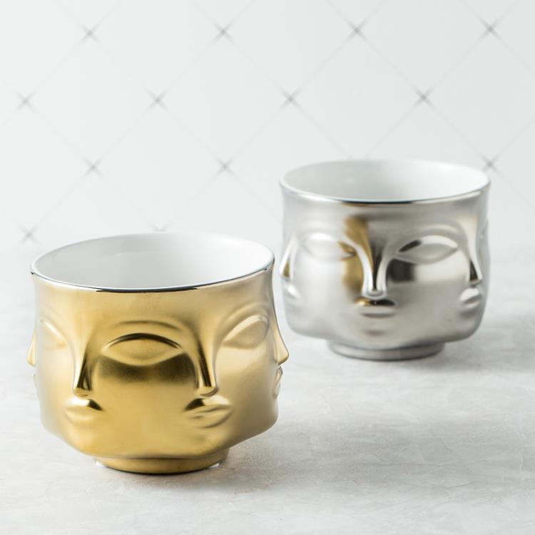 Multi Face Ceramic Pot - White / Black / Gold / Silver - 9.5cm - Razzino Furniture