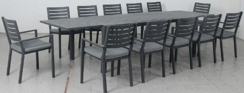 OSLO 13pc Extension Aluminium Outdoor Dining Set with Como chairs - Gunmetal - Razzino Furniture