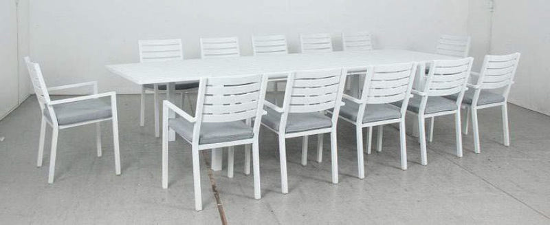 OSLO 13pc Extension Aluminium Outdoor Dining Set with Como chairs - White - Razzino Furniture