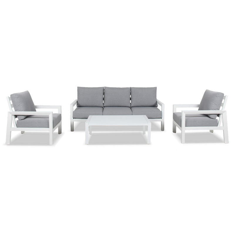 OSLO 4pc Aluminium Outdoor Lounge Set - WHITE - Razzino Furniture