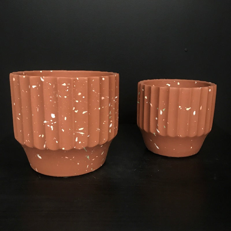 Painted Concrete Terrazzo Pot - Terracotta (Small or Medium) - Razzino Furniture