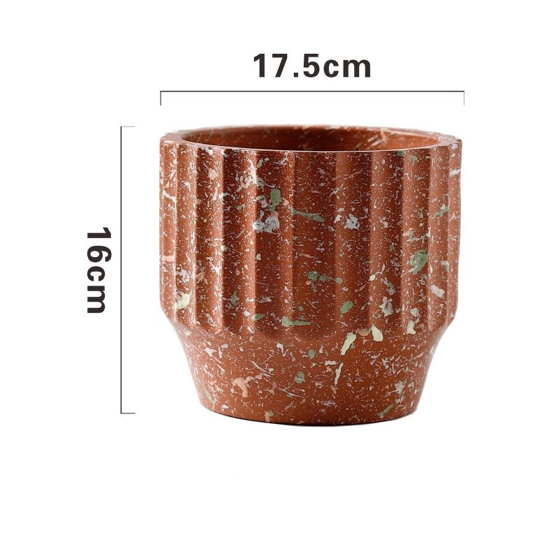 Painted Concrete Terrazzo Pot - Terracotta (Small or Medium) - Razzino Furniture
