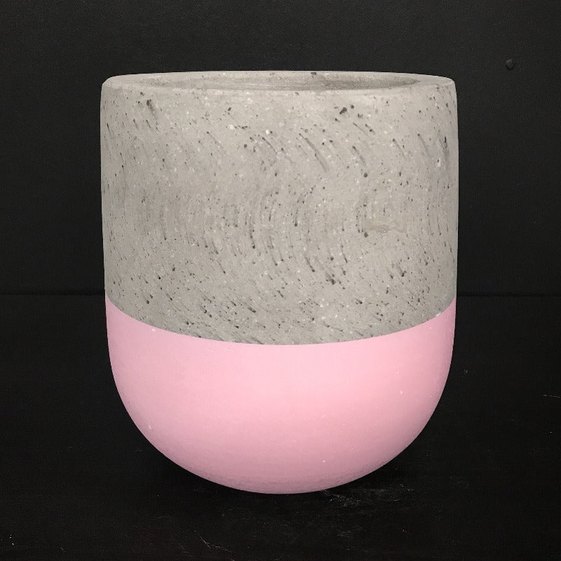 Pink Hand Painted Dipped Concrete Lotus Pot