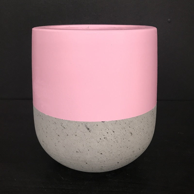 Pink Hand Painted Top Dip Concrete Lotus Pot
