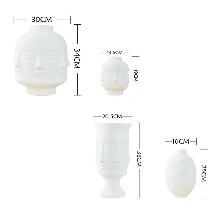Round Multi Face Ceramic Vase - White - 19cm - Razzino Furniture