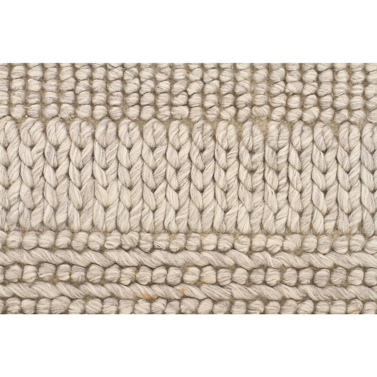 Grey Braided Rag Rug Skandi - Natural Grey Braid Weave Wool Rug – Razzino Furniture