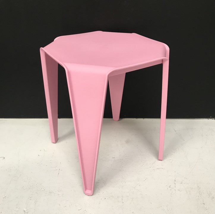 Pink plastic store stool