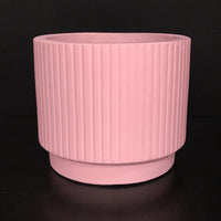 Tiered Ribbed Cylinder Concrete Pot - Pink