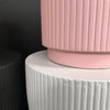 Tiered Ribbed Cylinder Concrete Pot - Pink