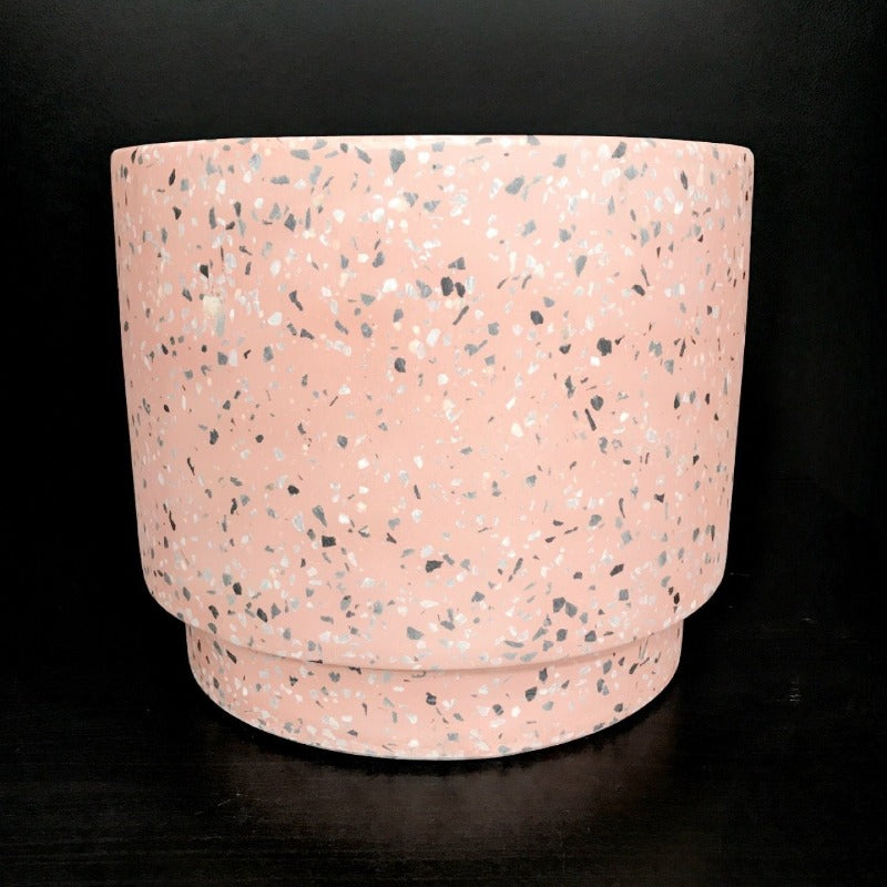 Tiered Round Cylinder Concrete Pot - Pink Terrazzo
