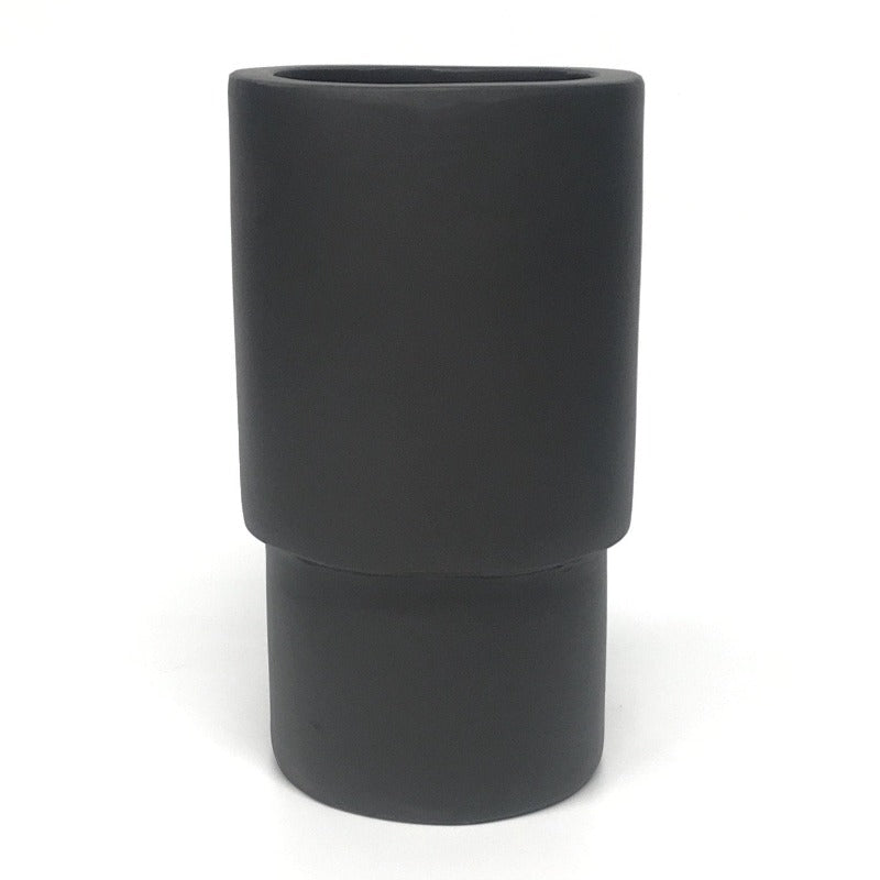 Tiered Tall Tower Concrete Pot - Painted Black