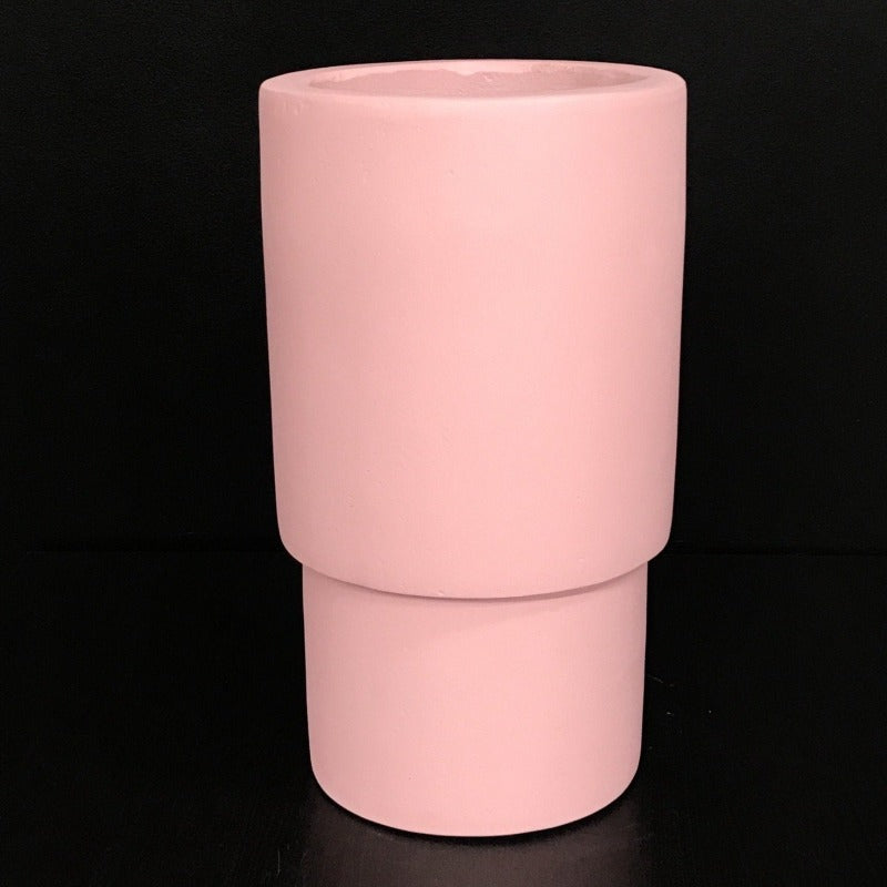 Tiered Tall Tower Concrete Pot - Painted Pink