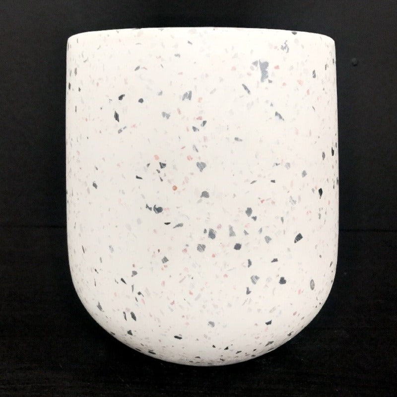White Terrazzo Concrete Lotus Pot